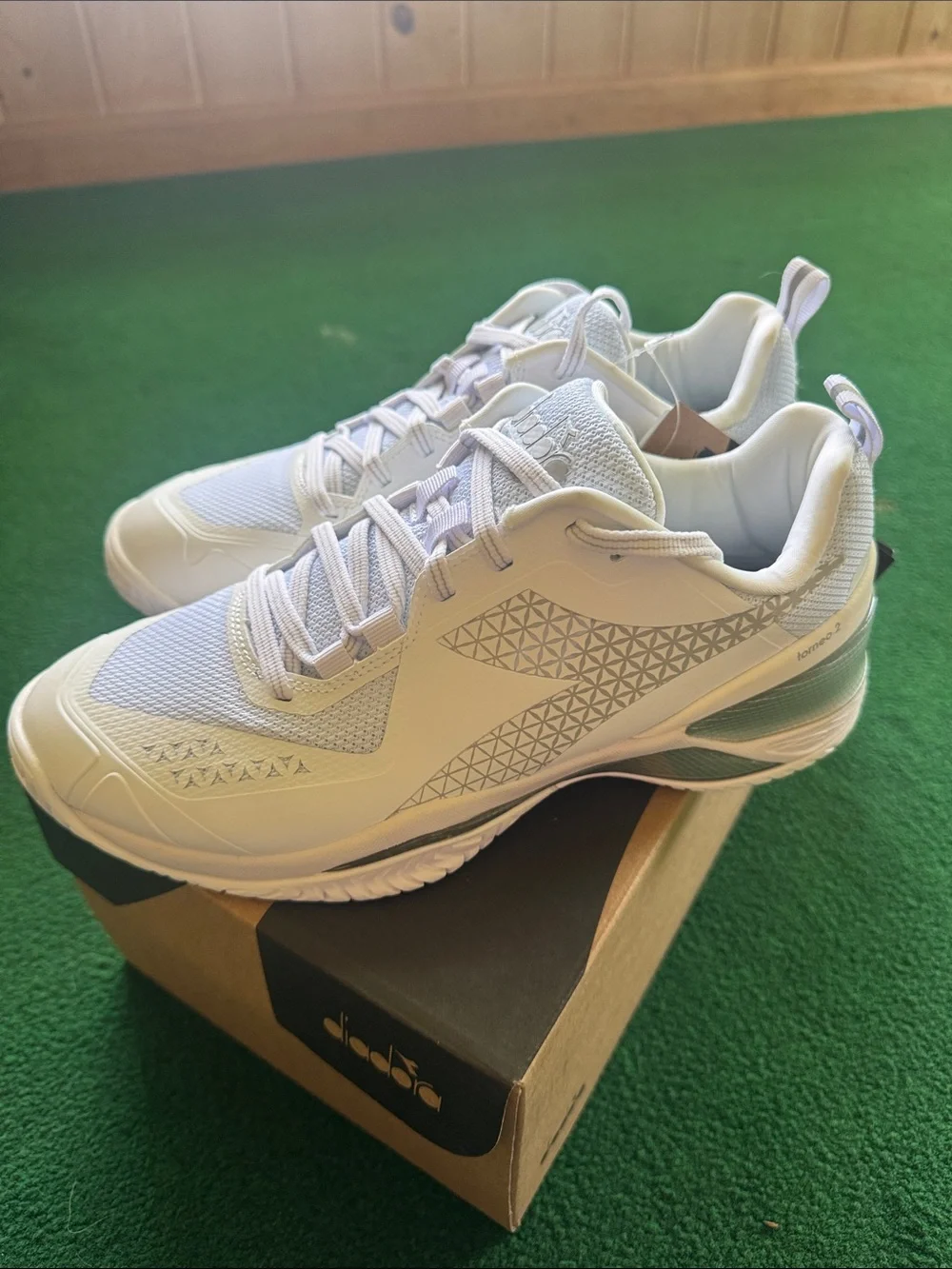 Diadora Women's White Athletic Sneakers with Light Gray Accents